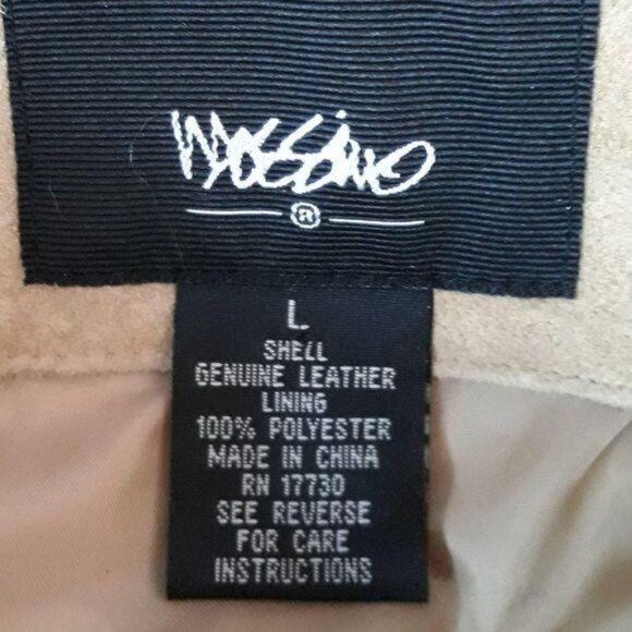 Vtg 90s Mossimo Blazer Shacket Leather Suede Western Boyfriend 3 Button Tan Sz L - Picture 3 of 8